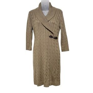 Calvin Klein Tan Cable Knit Midi Dress